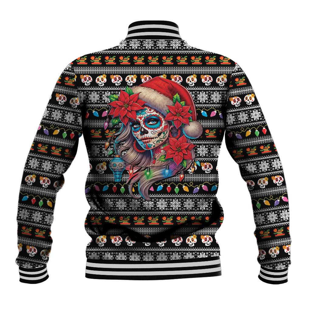 Mexican Sugar Skull Lady Christmas Baseball Jacket Feliz Navidad Mexico - Wonder Print Shop