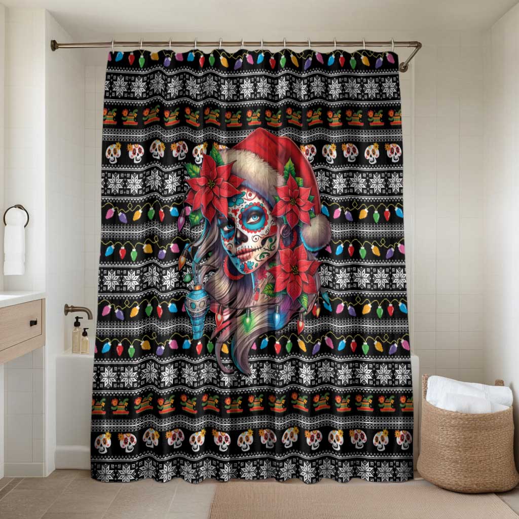 Mexican Sugar Skull Lady Christmas Bathroom Set Feliz Navidad Mexico - Wonder Print Shop