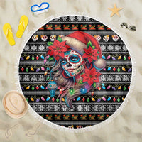 Mexican Sugar Skull Lady Christmas Beach Blanket Feliz Navidad Mexico - Wonder Print Shop