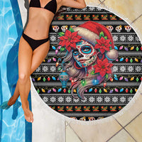 Mexican Sugar Skull Lady Christmas Beach Blanket Feliz Navidad Mexico - Wonder Print Shop