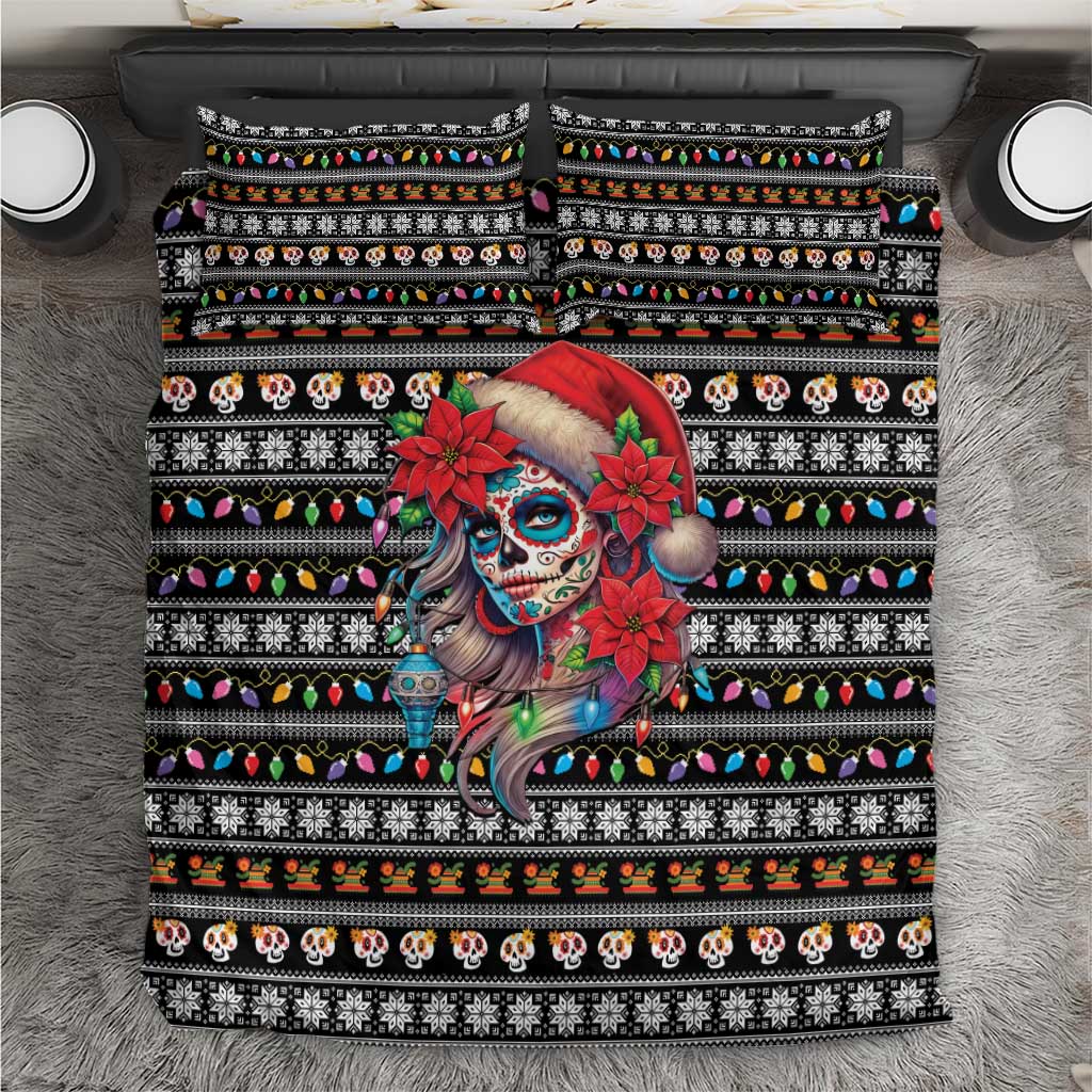 Mexican Sugar Skull Lady Christmas Bedding Set Feliz Navidad Mexico - Wonder Print Shop