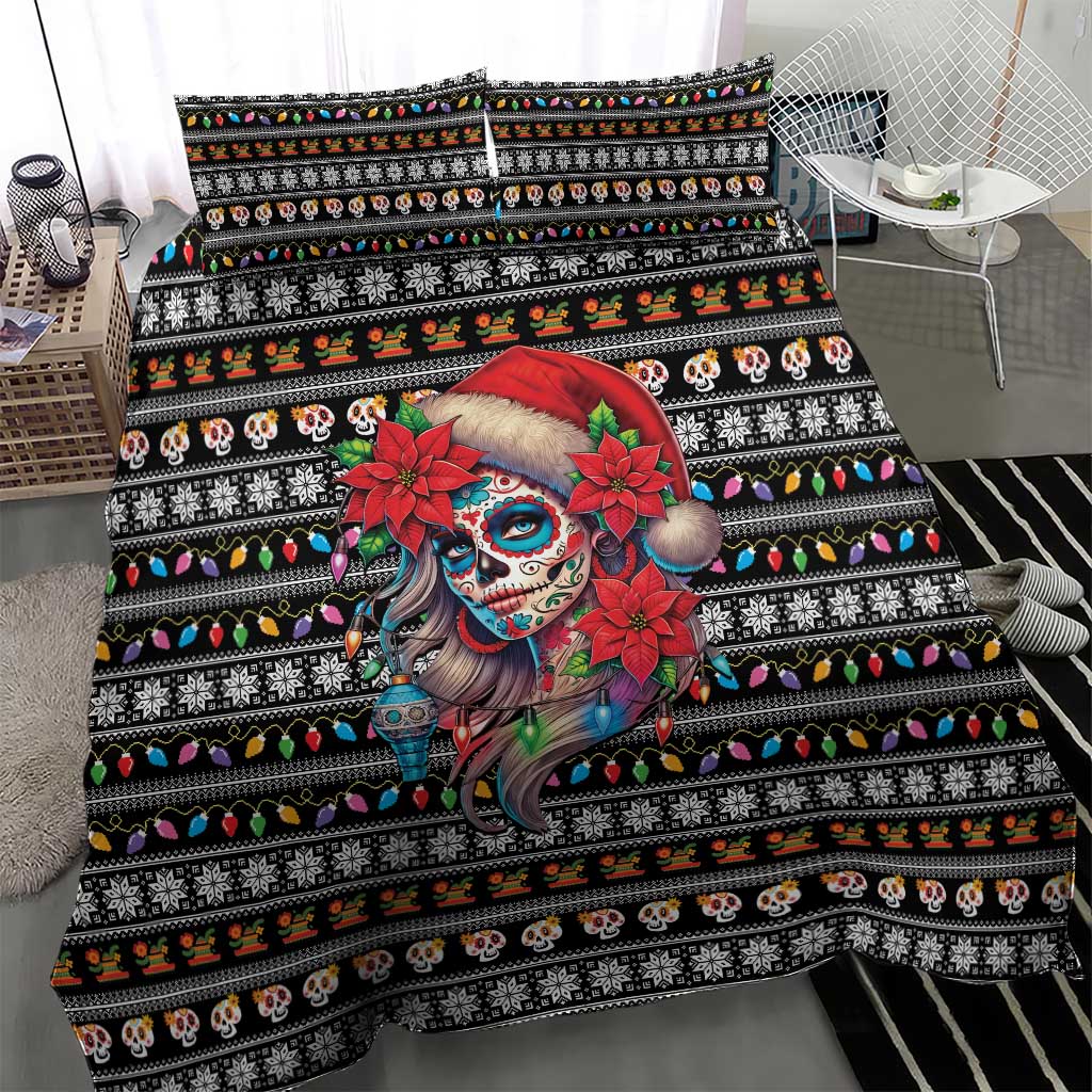 Mexican Sugar Skull Lady Christmas Bedding Set Feliz Navidad Mexico - Wonder Print Shop