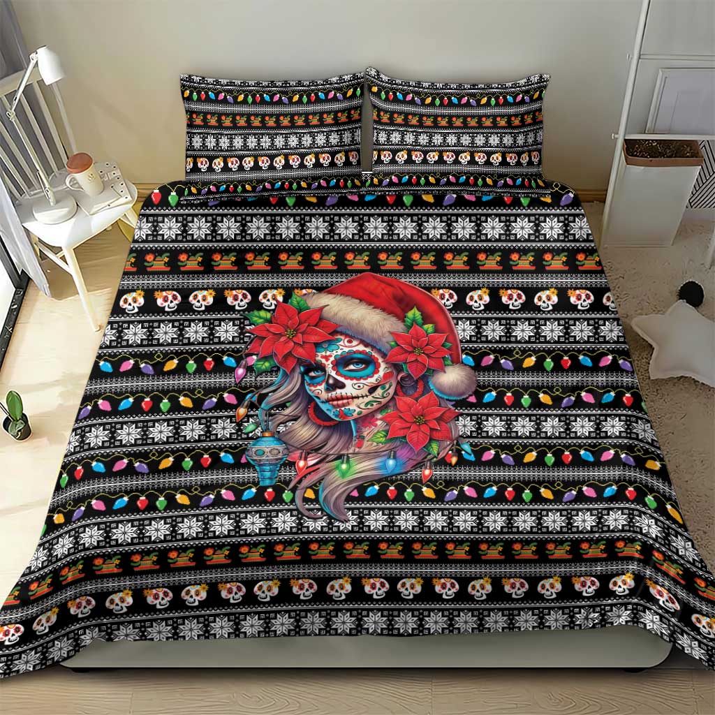 Mexican Sugar Skull Lady Christmas Bedding Set Feliz Navidad Mexico - Wonder Print Shop