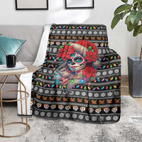 Mexican Sugar Skull Lady Christmas Blanket Feliz Navidad Mexico - Wonder Print Shop