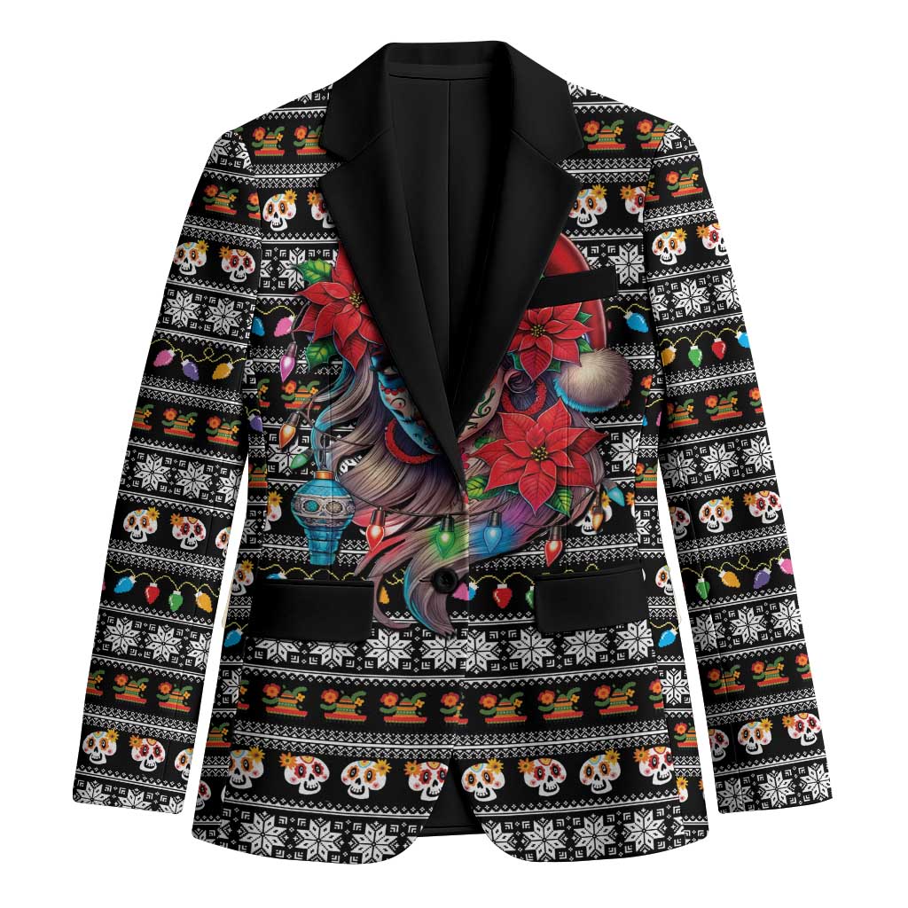 Mexican Sugar Skull Lady Christmas Blazer Feliz Navidad Mexico - Wonder Print Shop