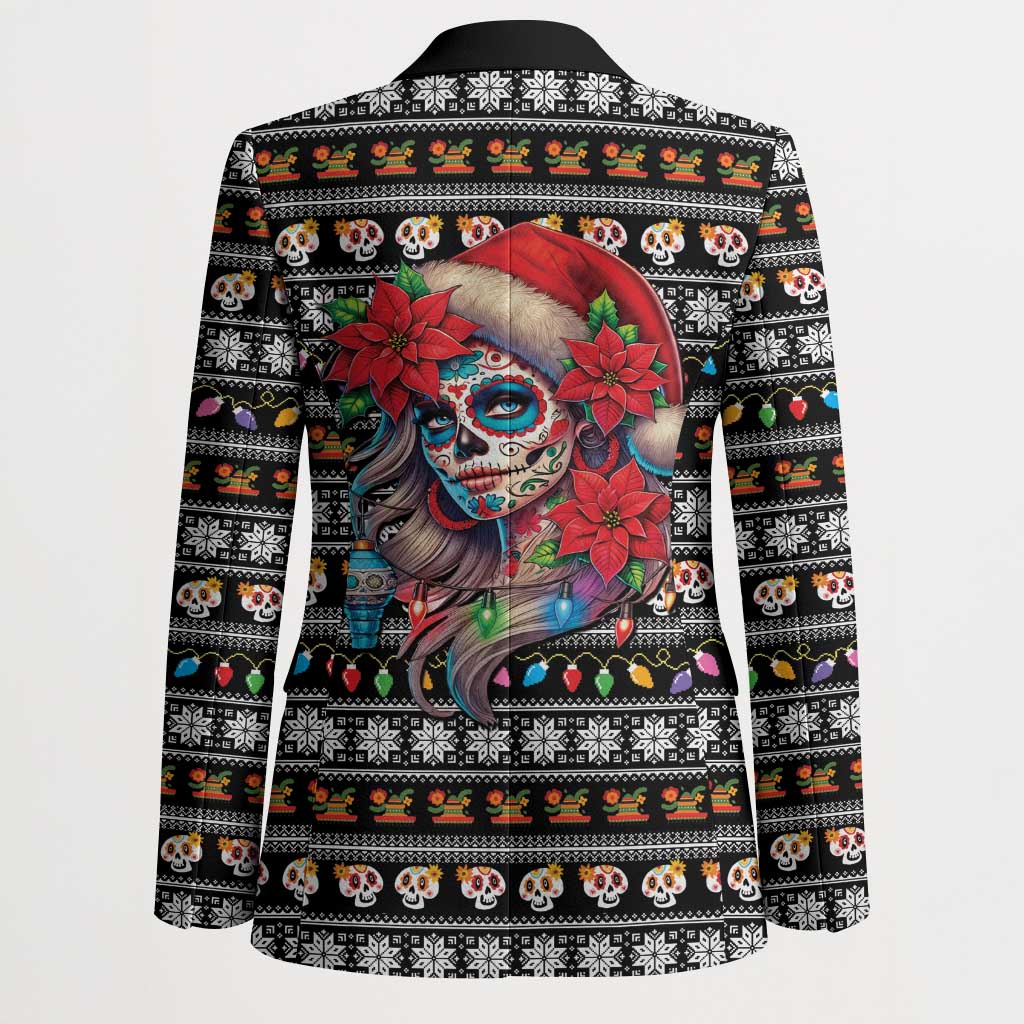 Mexican Sugar Skull Lady Christmas Blazer Feliz Navidad Mexico - Wonder Print Shop