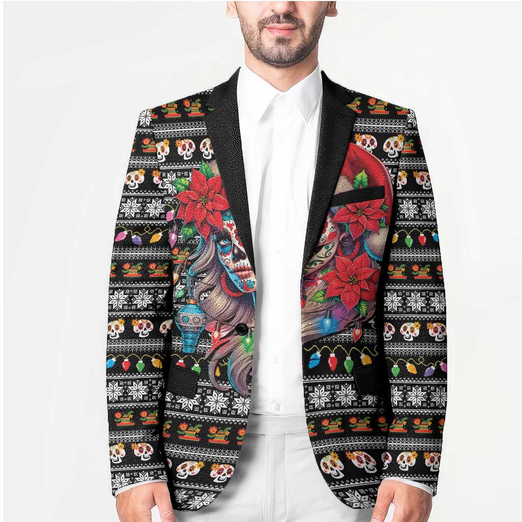 Mexican Sugar Skull Lady Christmas Blazer Feliz Navidad Mexico - Wonder Print Shop