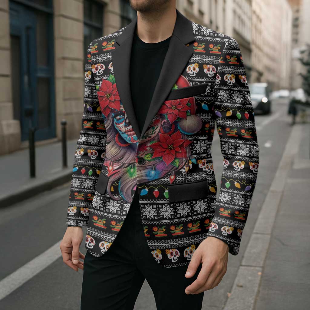 Mexican Sugar Skull Lady Christmas Blazer Feliz Navidad Mexico - Wonder Print Shop