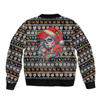 Mexican Sugar Skull Lady Christmas Bomber Jacket Feliz Navidad Mexico - Wonder Print Shop