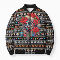 Mexican Sugar Skull Lady Christmas Bomber Puffer Jacket Feliz Navidad Mexico - Wonder Print Shop