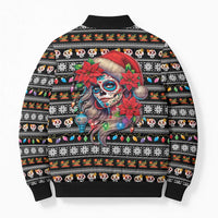 Mexican Sugar Skull Lady Christmas Bomber Puffer Jacket Feliz Navidad Mexico - Wonder Print Shop