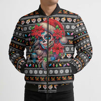 Mexican Sugar Skull Lady Christmas Bomber Puffer Jacket Feliz Navidad Mexico - Wonder Print Shop