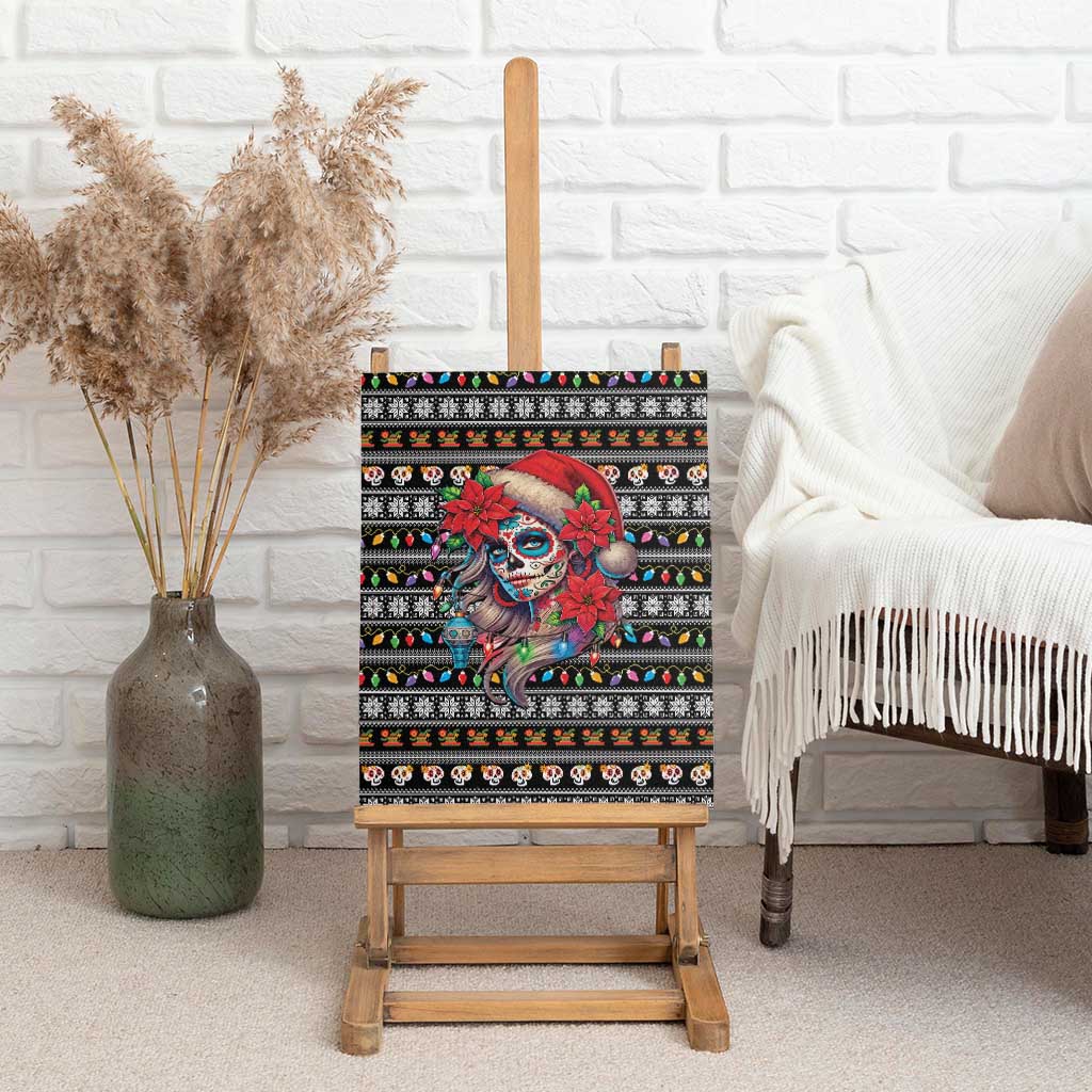 Mexican Sugar Skull Lady Christmas Canvas Wall Art Feliz Navidad Mexico - Wonder Print Shop