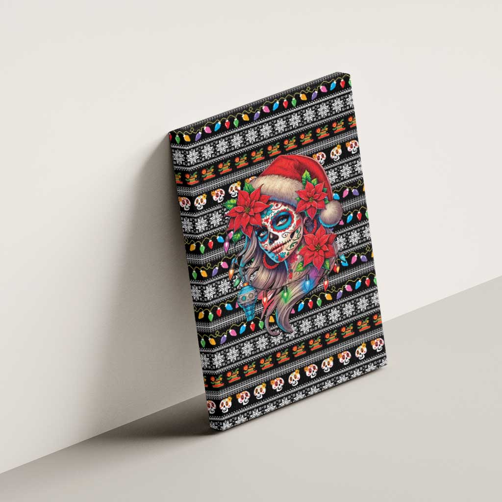 Mexican Sugar Skull Lady Christmas Canvas Wall Art Feliz Navidad Mexico - Wonder Print Shop