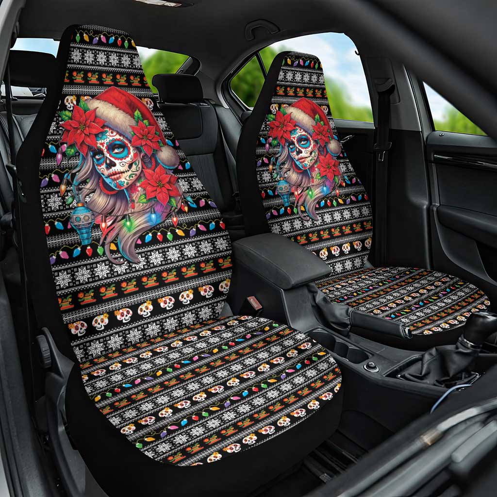Mexican Sugar Skull Lady Christmas Car Seat Cover Feliz Navidad Mexico - Wonder Print Shop