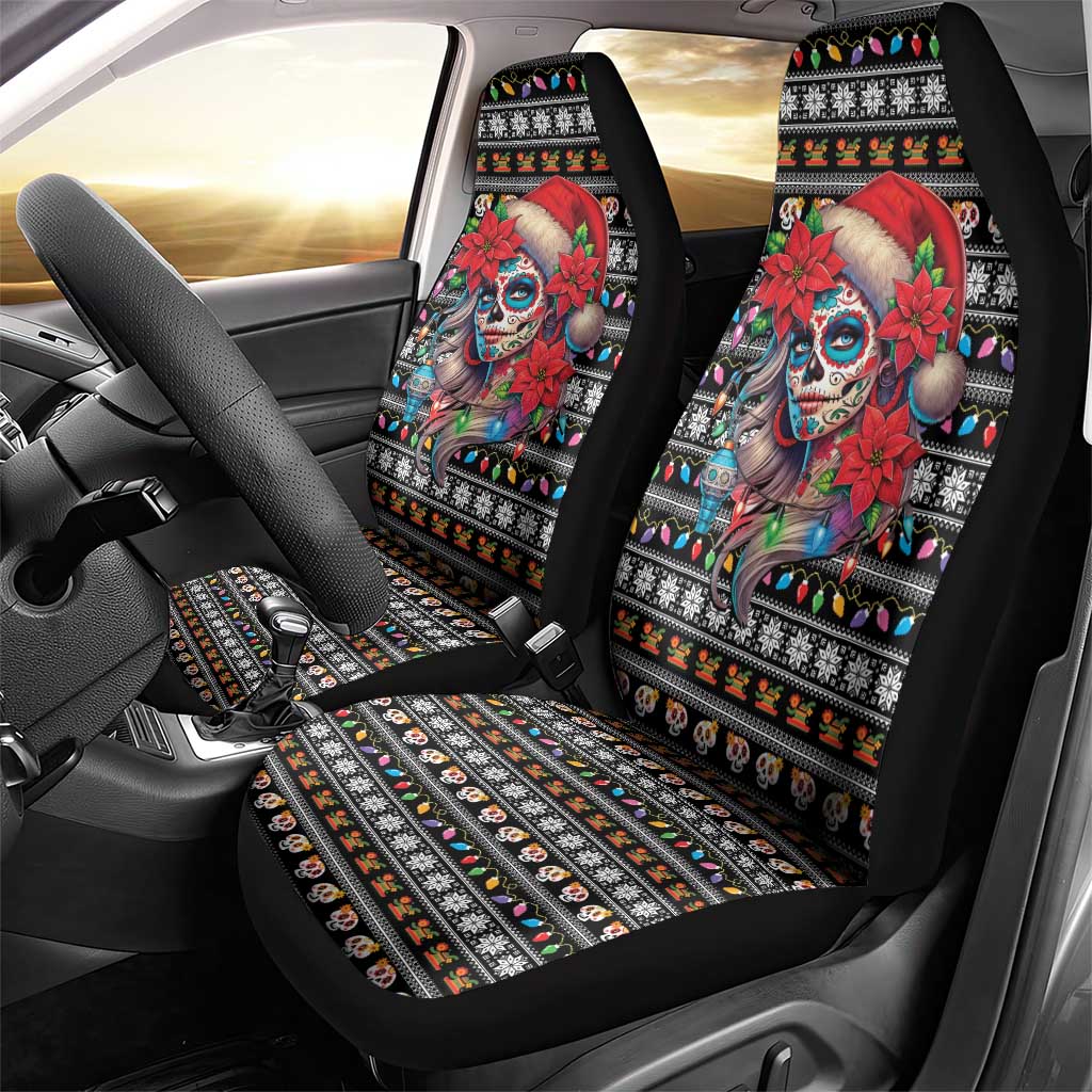 Mexican Sugar Skull Lady Christmas Car Seat Cover Feliz Navidad Mexico - Wonder Print Shop