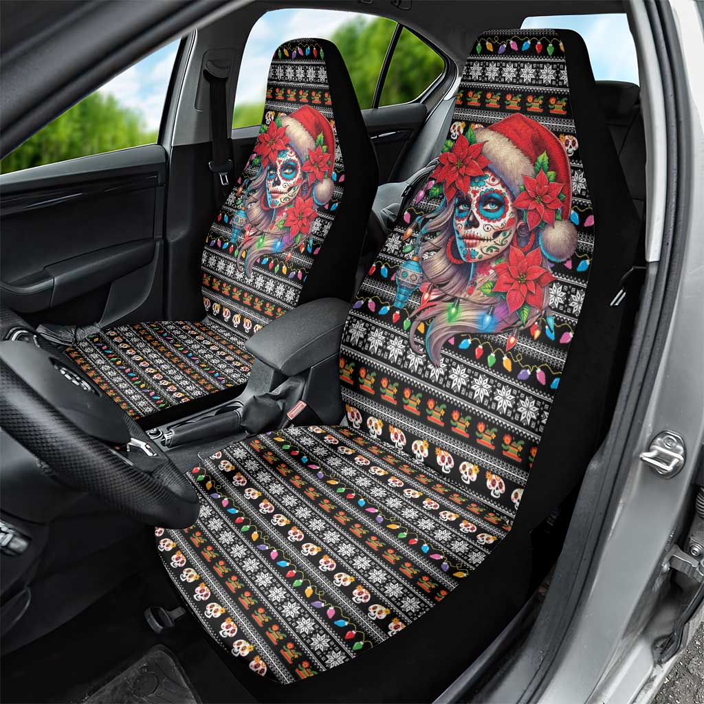 Mexican Sugar Skull Lady Christmas Car Seat Cover Feliz Navidad Mexico - Wonder Print Shop