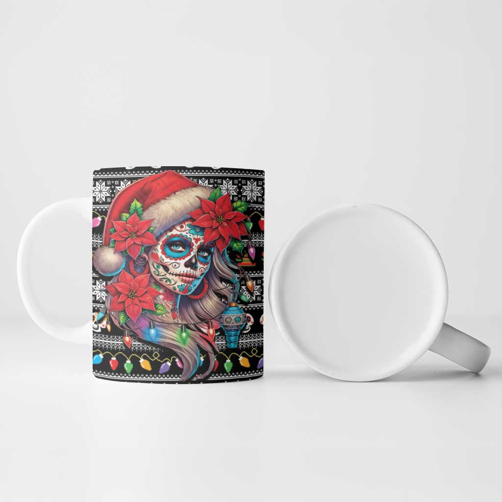 Mexican Sugar Skull Lady Christmas Ceramic Mug Feliz Navidad Mexico - Wonder Print Shop