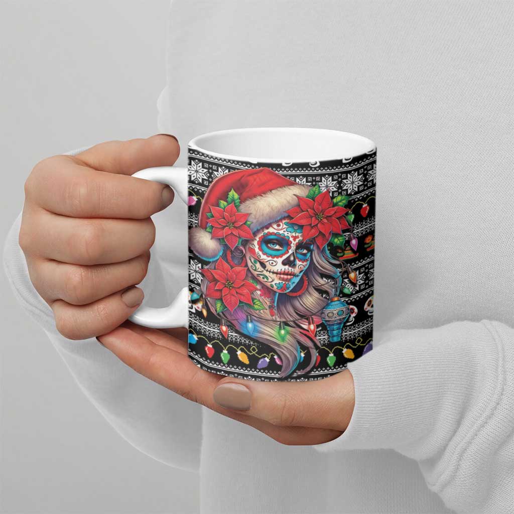 Mexican Sugar Skull Lady Christmas Ceramic Mug Feliz Navidad Mexico - Wonder Print Shop