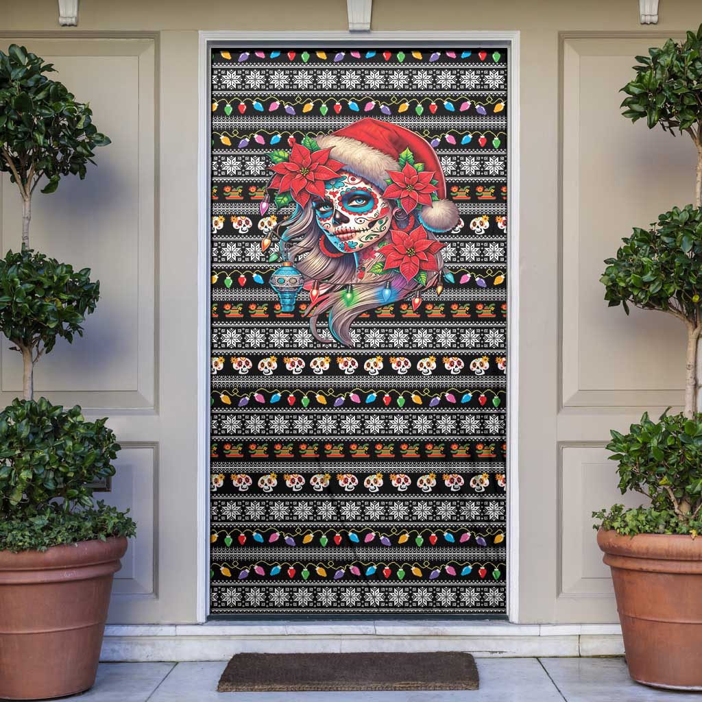 Mexican Sugar Skull Lady Christmas Door Cover Feliz Navidad Mexico - Wonder Print Shop