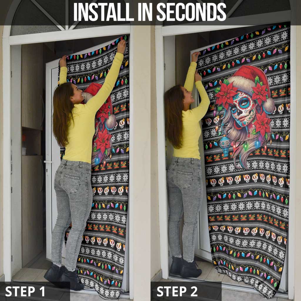 Mexican Sugar Skull Lady Christmas Door Cover Feliz Navidad Mexico - Wonder Print Shop