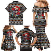 Mexican Sugar Skull Lady Christmas Family Matching Mermaid Dress and Hawaiian Shirt Feliz Navidad Mexico - Wonder Print Shop