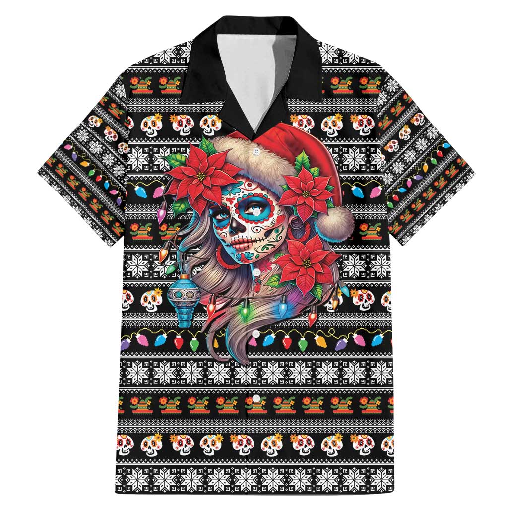 Mexican Sugar Skull Lady Christmas Family Matching Mermaid Dress and Hawaiian Shirt Feliz Navidad Mexico - Wonder Print Shop