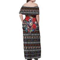 Mexican Sugar Skull Lady Christmas Family Matching Off Shoulder Maxi Dress and Hawaiian Shirt Feliz Navidad Mexico - Wonder Print Shop