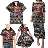 Mexican Sugar Skull Lady Christmas Family Matching Puletasi and Hawaiian Shirt Feliz Navidad Mexico - Wonder Print Shop