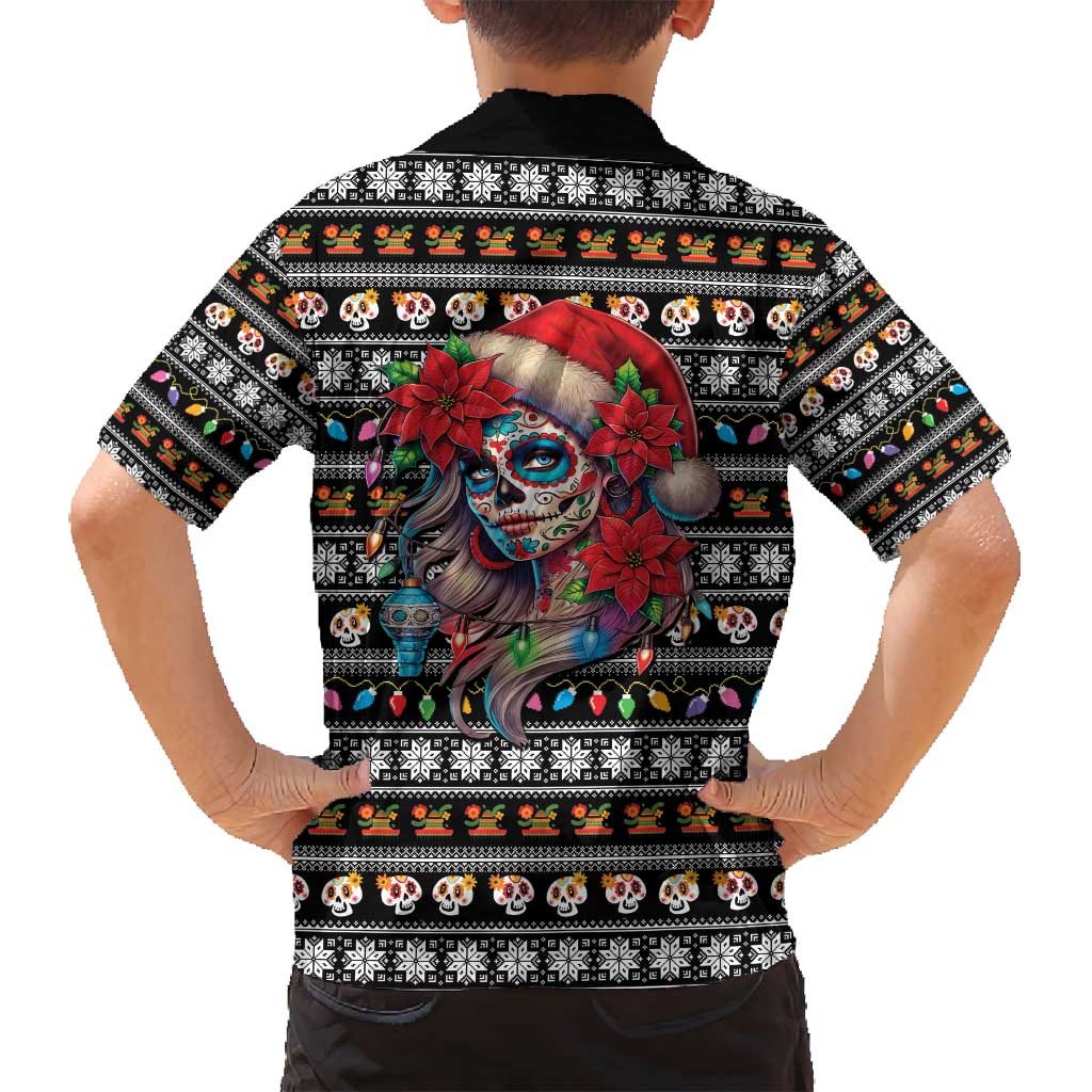 Mexican Sugar Skull Lady Christmas Family Matching Tank Maxi Dress and Hawaiian Shirt Feliz Navidad Mexico - Wonder Print Shop
