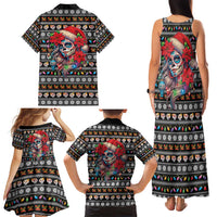 Mexican Sugar Skull Lady Christmas Family Matching Tank Maxi Dress and Hawaiian Shirt Feliz Navidad Mexico - Wonder Print Shop