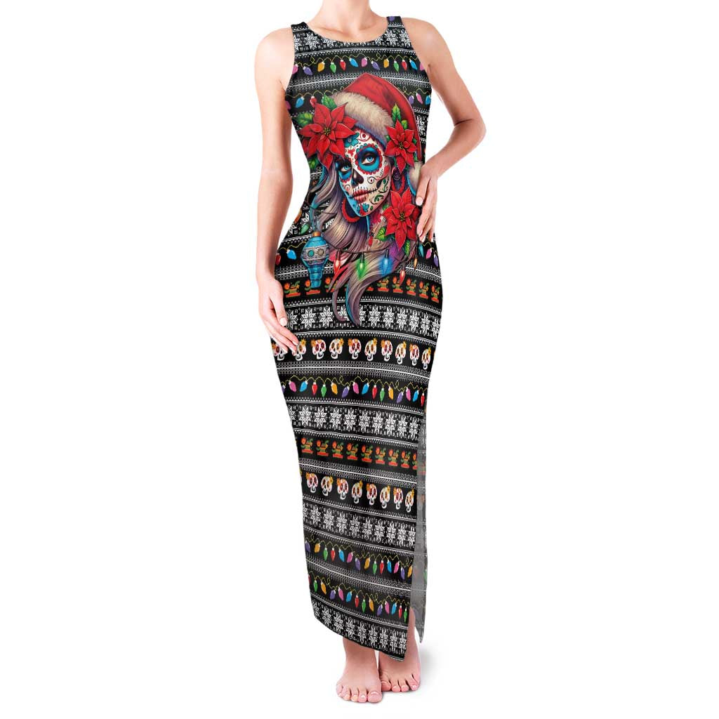 Mexican Sugar Skull Lady Christmas Family Matching Tank Maxi Dress and Hawaiian Shirt Feliz Navidad Mexico - Wonder Print Shop