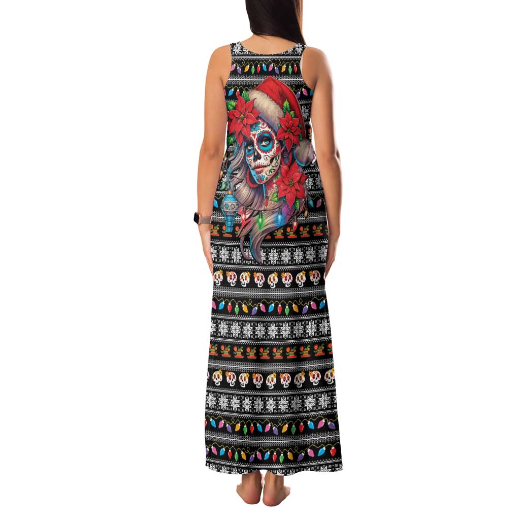 Mexican Sugar Skull Lady Christmas Family Matching Tank Maxi Dress and Hawaiian Shirt Feliz Navidad Mexico - Wonder Print Shop