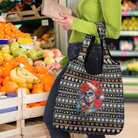 Mexican Sugar Skull Lady Christmas Grocery Bag Feliz Navidad Mexico - Wonder Print Shop