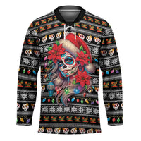 Mexican Sugar Skull Lady Christmas Hockey Jersey Feliz Navidad Mexico - Wonder Print Shop