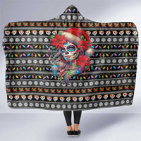 Mexican Sugar Skull Lady Christmas Hooded Blanket Feliz Navidad Mexico - Wonder Print Shop