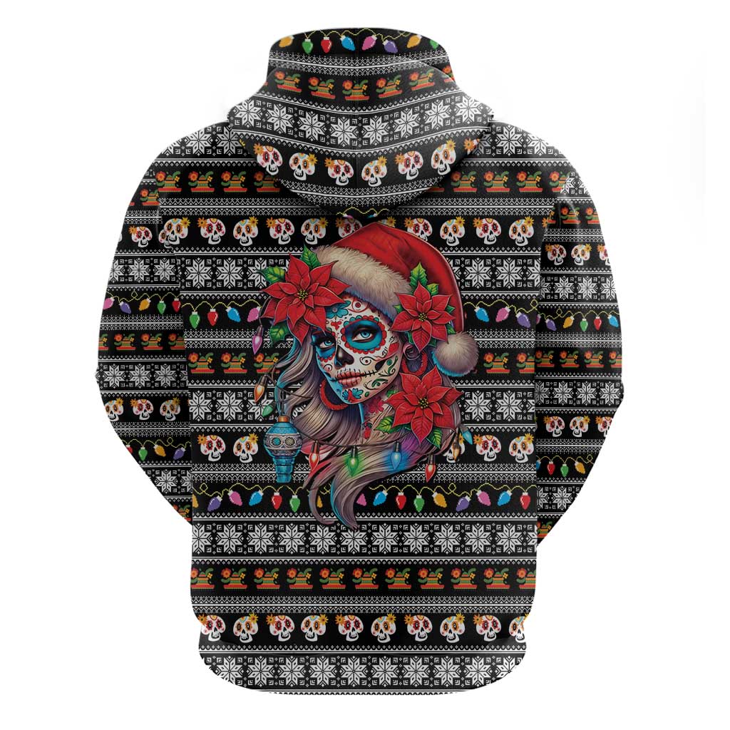 Mexican Sugar Skull Lady Christmas Hoodie Feliz Navidad Mexico - Wonder Print Shop