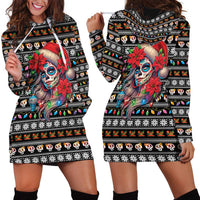 Mexican Sugar Skull Lady Christmas Hoodie Dress Feliz Navidad Mexico - Wonder Print Shop