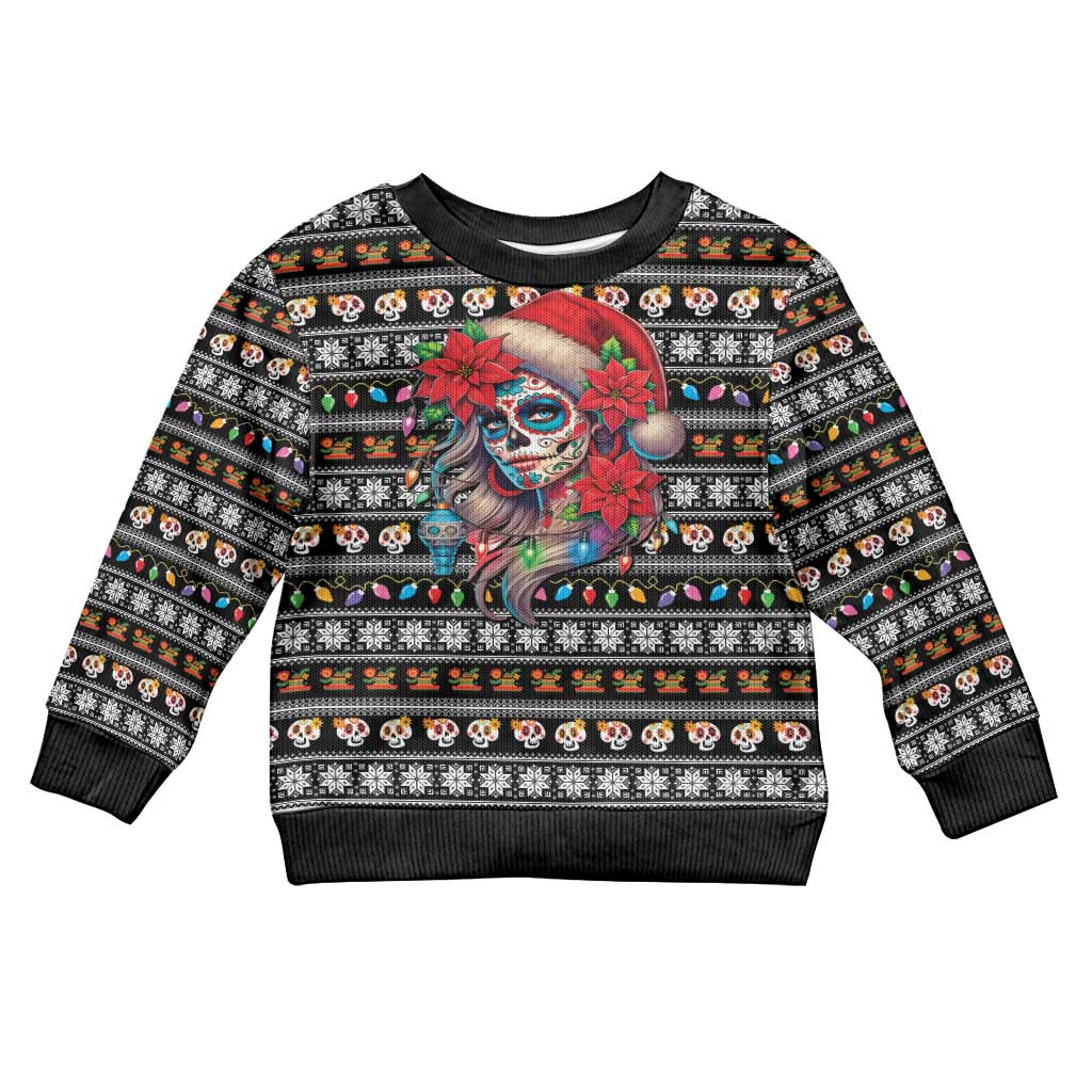 Mexican Sugar Skull Lady Christmas Kid Ugly Christmas Sweater Feliz Navidad Mexico - Wonder Print Shop