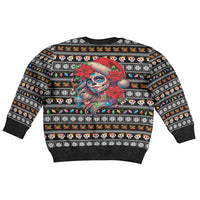 Mexican Sugar Skull Lady Christmas Kid Ugly Christmas Sweater Feliz Navidad Mexico - Wonder Print Shop