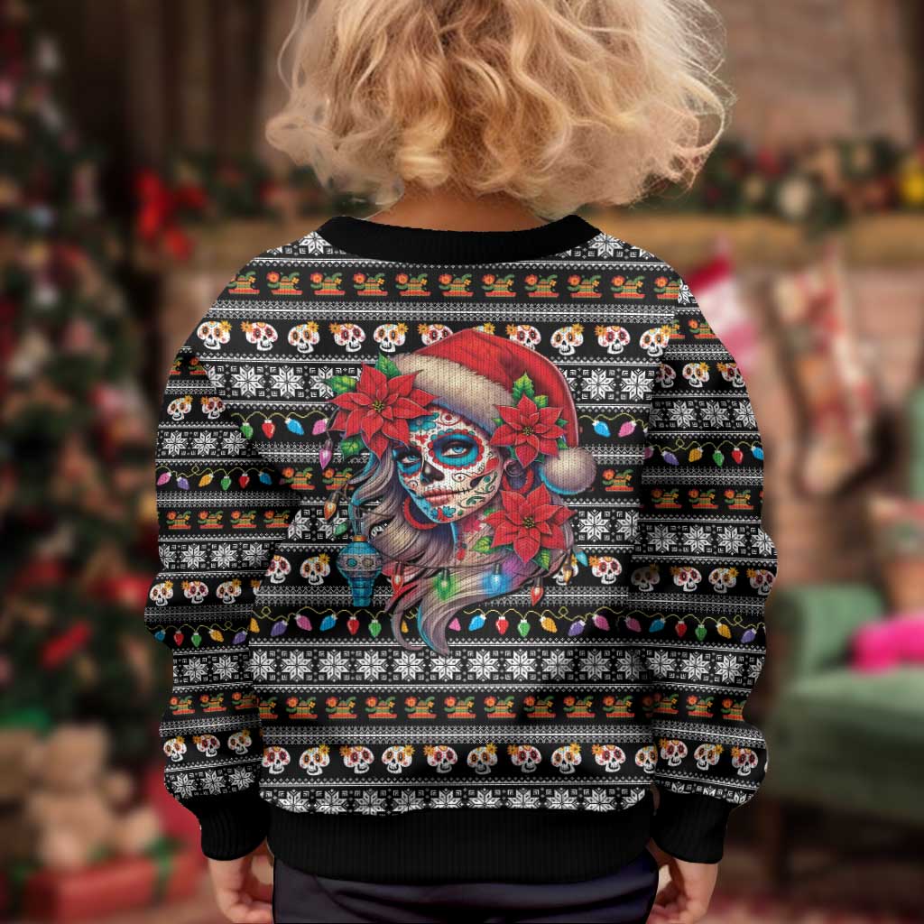 Mexican Sugar Skull Lady Christmas Kid Ugly Christmas Sweater Feliz Navidad Mexico - Wonder Print Shop