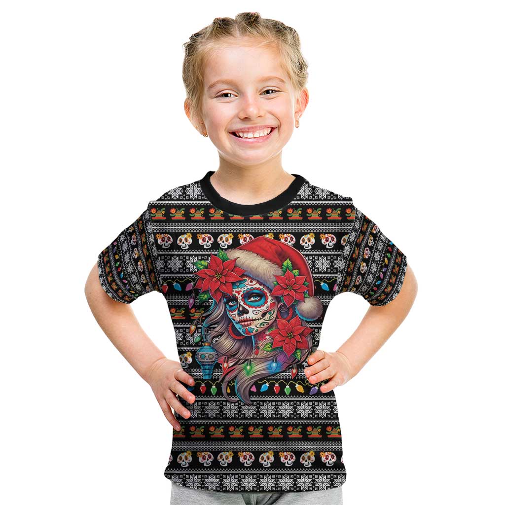 Mexican Sugar Skull Lady Christmas Kid T Shirt Feliz Navidad Mexico - Wonder Print Shop