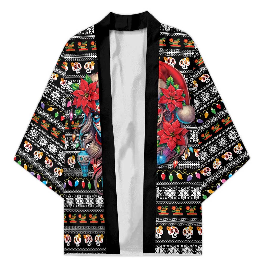 Mexican Sugar Skull Lady Christmas Kimono Feliz Navidad Mexico - Wonder Print Shop