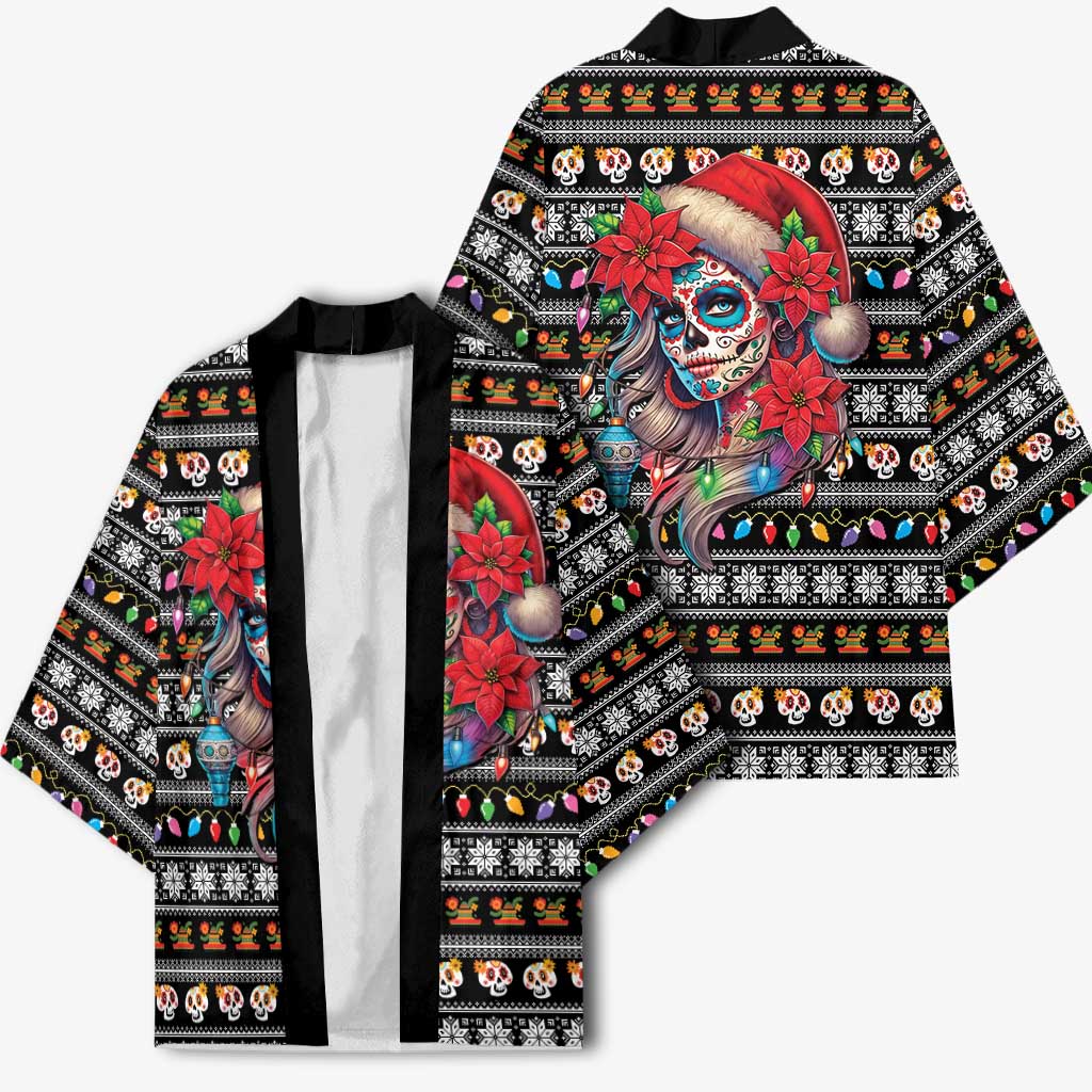 Mexican Sugar Skull Lady Christmas Kimono Feliz Navidad Mexico - Wonder Print Shop