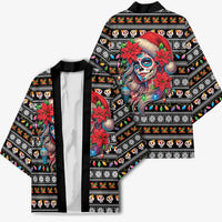 Mexican Sugar Skull Lady Christmas Kimono Feliz Navidad Mexico - Wonder Print Shop