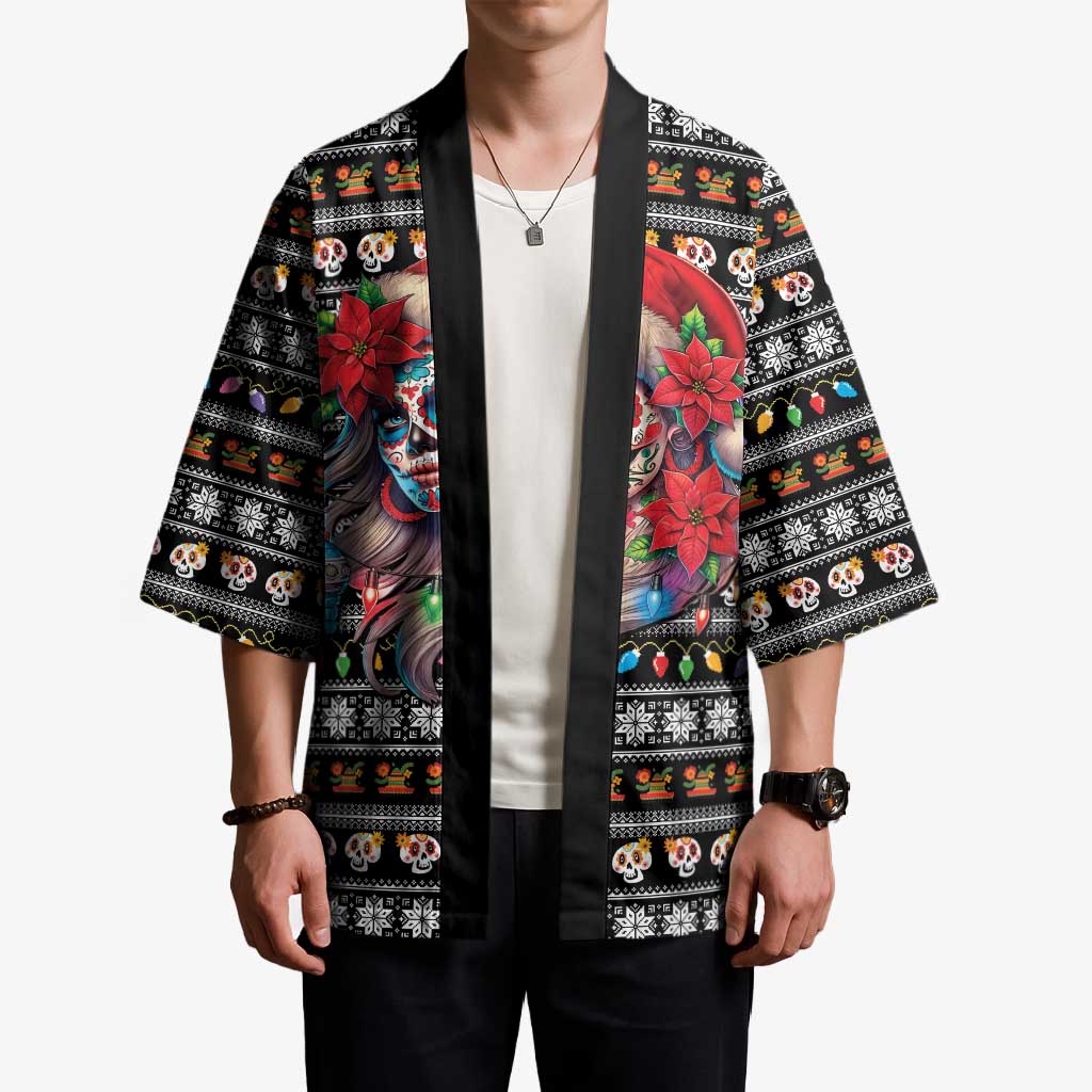 Mexican Sugar Skull Lady Christmas Kimono Feliz Navidad Mexico - Wonder Print Shop