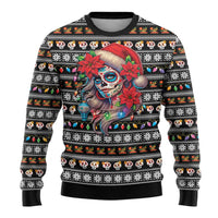 Mexican Sugar Skull Lady Christmas Ugly Christmas Sweater Feliz Navidad Mexico - Wonder Print Shop