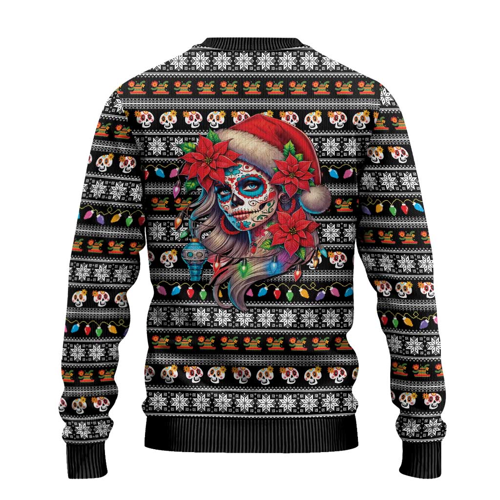 Mexican Sugar Skull Lady Christmas Ugly Christmas Sweater Feliz Navidad Mexico - Wonder Print Shop