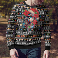 Mexican Sugar Skull Lady Christmas Ugly Christmas Sweater Feliz Navidad Mexico - Wonder Print Shop