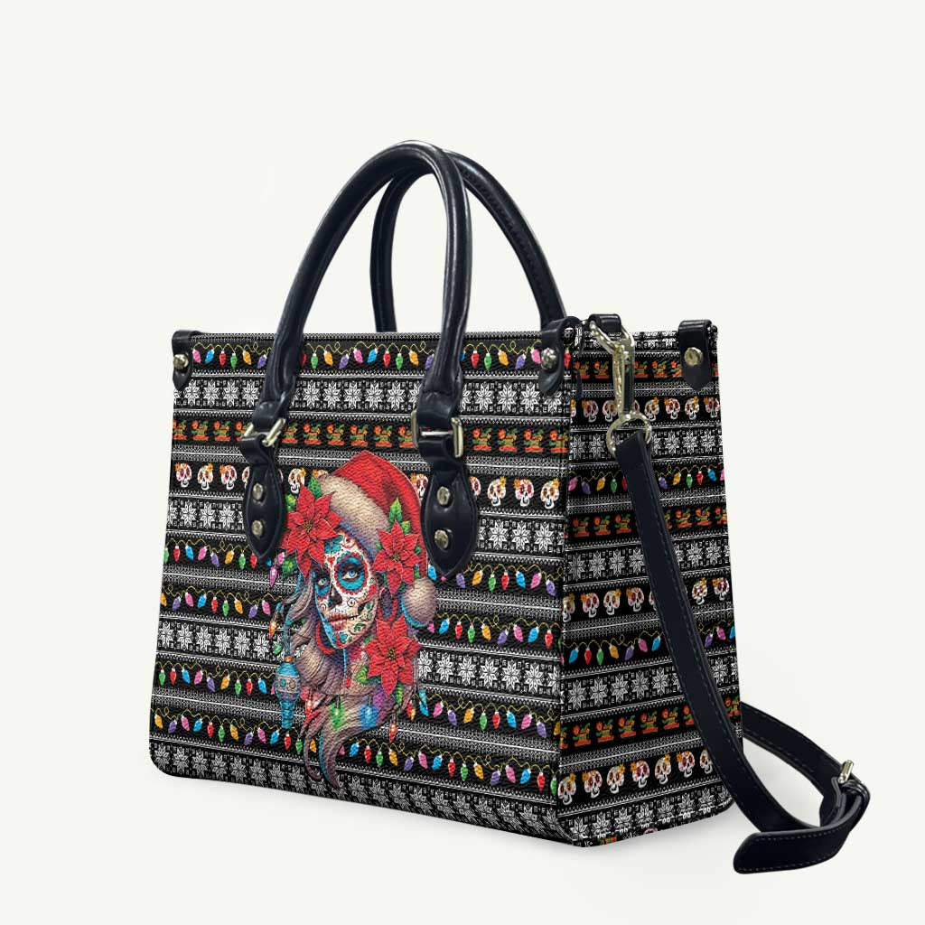 Mexican Sugar Skull Lady Christmas Leather Bag Feliz Navidad Mexico - Wonder Print Shop
